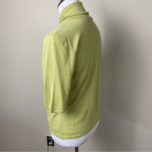 Linda Allard Ellen Tracy Lime Green Cashmere Sweater - Picture 3 of 8